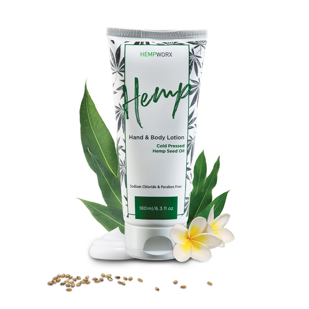 Hemp Hand & Body Lotion 1 HempWorx hand and body lotion with cold-pressed hemp seed oil, 180ml for skin hydration