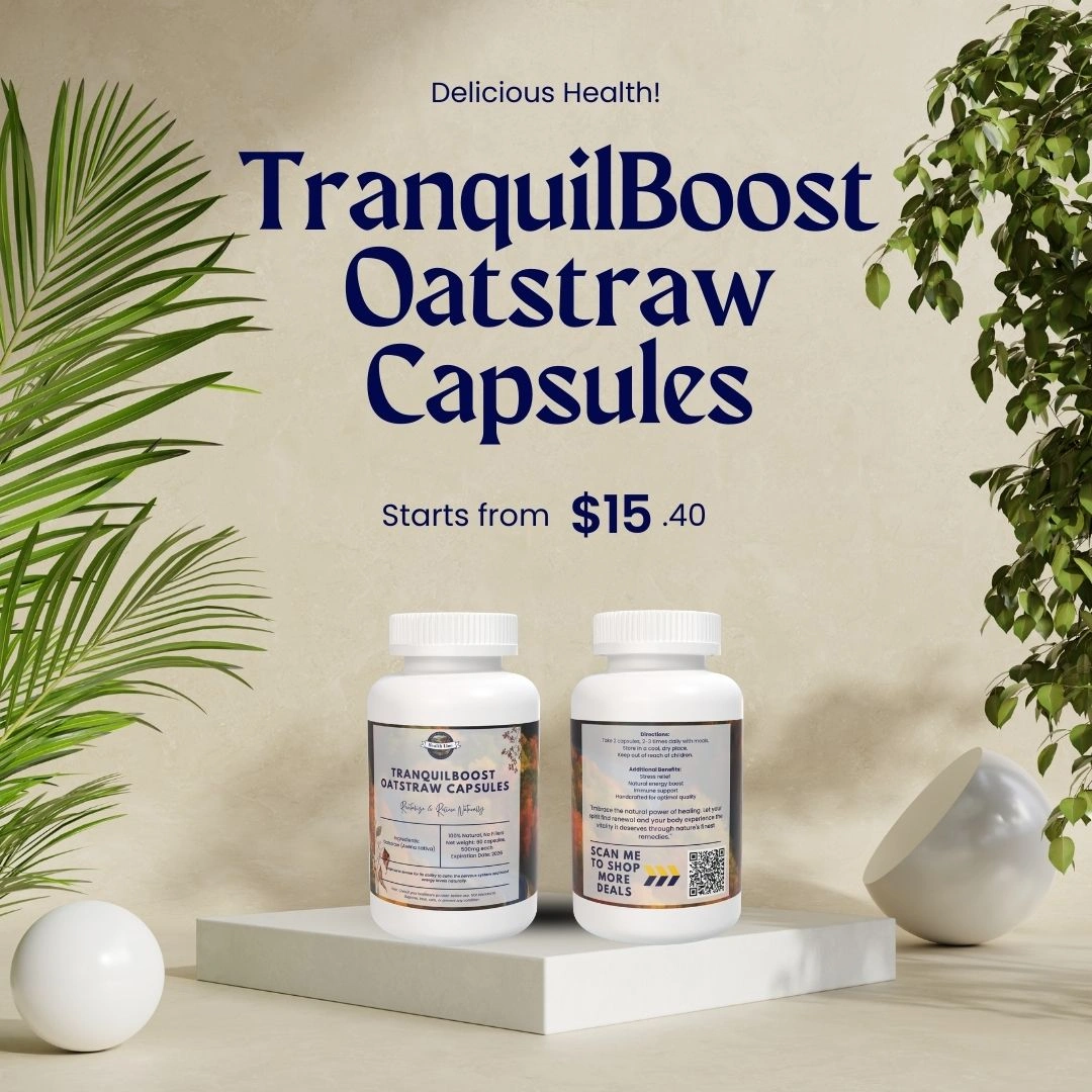 Rich Mountain Health Line's TranquilBoost Oatstraw Capsules 1 TranquilBoost Oatstraw CapsulesNutritional Yeast Capsules